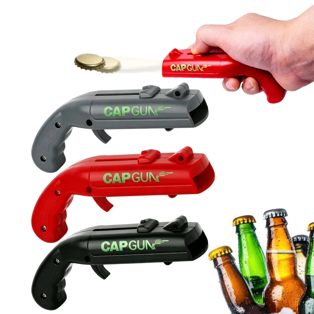Set di apribottiglie, 3 pezzi, forma a pistola, plastica ABS, multicolore