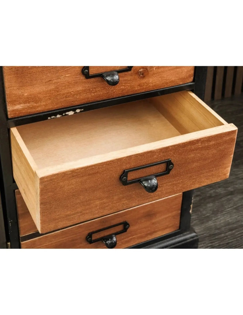 Buffet LOCKER 105 cm – Legno di pino, MDF, vetro e metallo – 2 porte e 5 cassetti