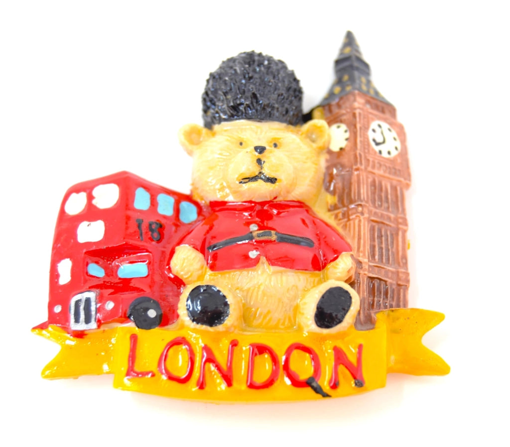 Magnete per frigorifero, 7 cm, con immagini di: orso, autobus a due piani, Big Ben, Londra