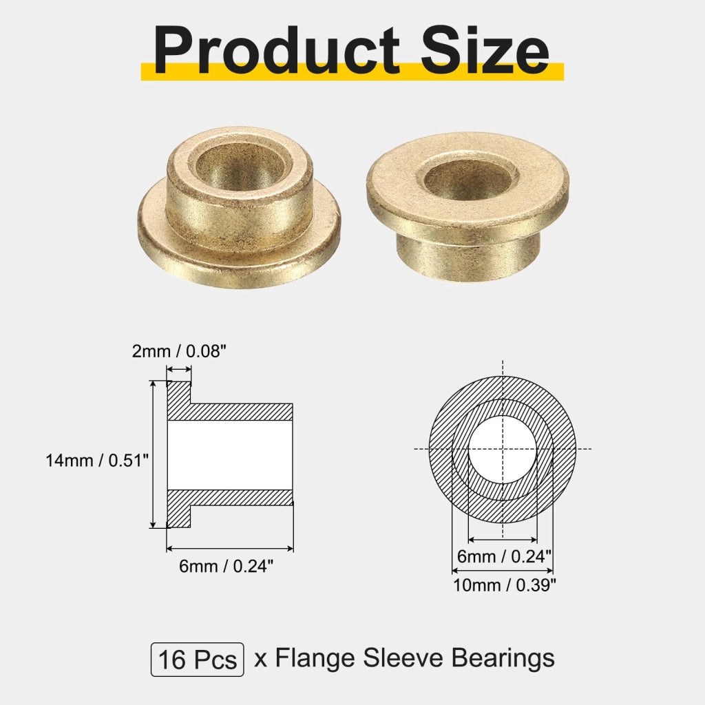 16 boccole a manicotto, 6x10x6 mm, in bronzo sinterizzato