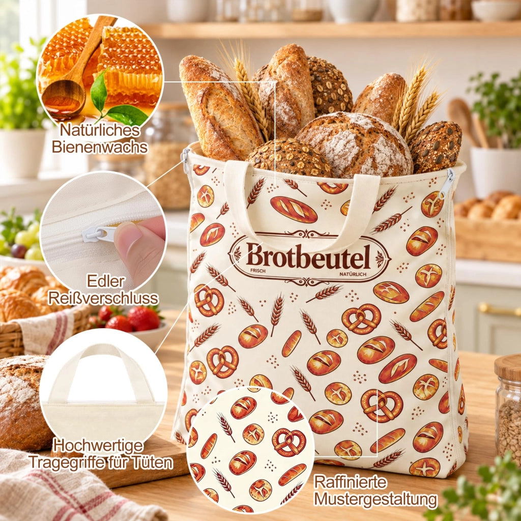 Set di 2 sacchetti per pane in cera d'api, dimensioni 43x33 cm, riutilizzabili
