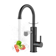 Rubinetto da cucina con resistenza riscaldante integrata, 3200 W, con illuminazione LED, girevole a 360°, colore nero
