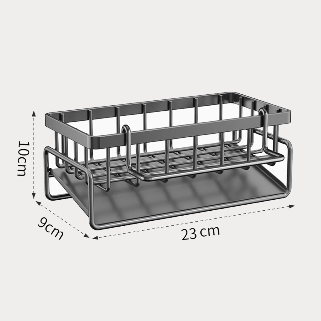 Organizer per lavello con vassoio autosvuotante per strofinaccio, portaspugna, accessori, organizzatore per lavello per cucina e bagno (Nero)