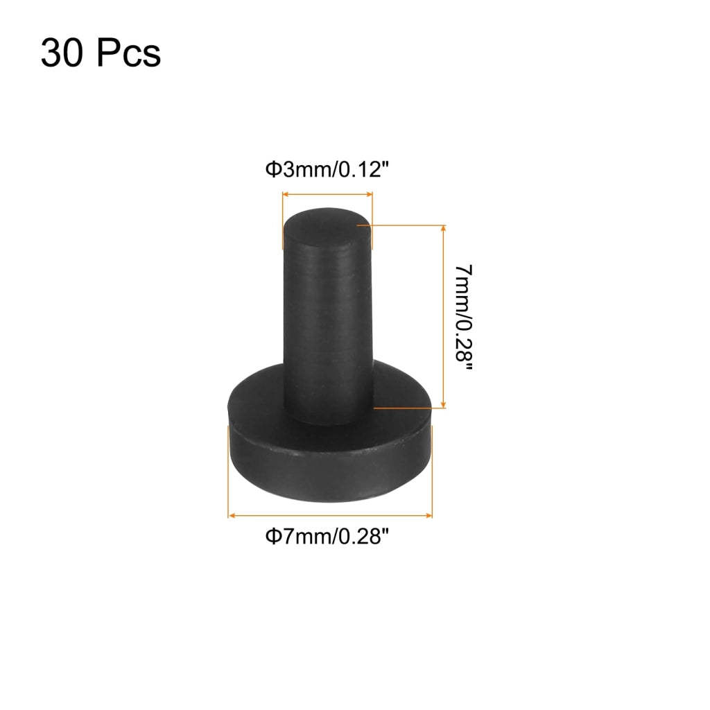Tappi in silicone a forma di T, confezione da 30 pezzi, diametro 7 mm, per verniciatura a polvere, colore nero