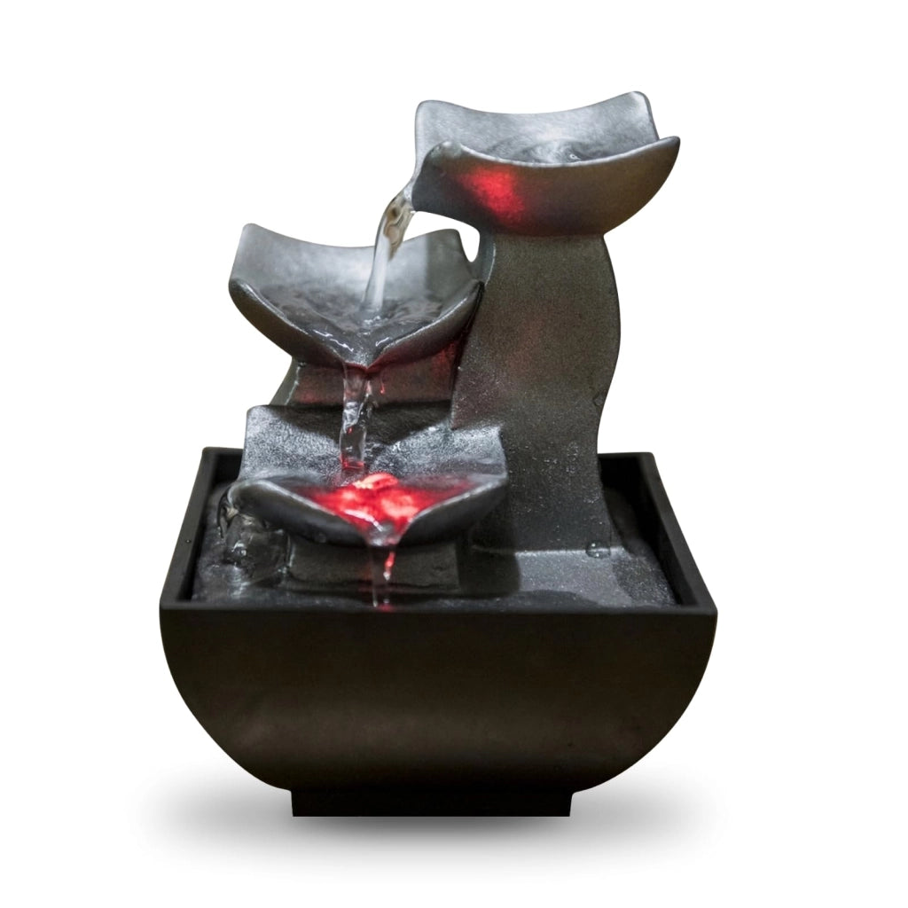 Fontana da tavolo Boro con luce LED, 18 cm, sistema a circuito chiuso