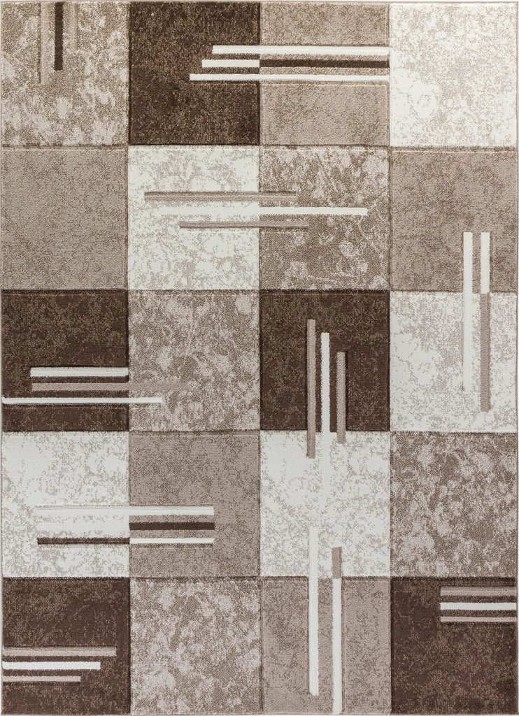 Tappeto scandinavo geometrico, 80x150 cm, beige/marrone/bianco