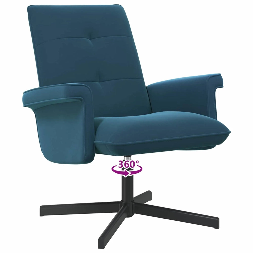 Poltrona girevole con poggiapiedi Blu Velluto 42045607