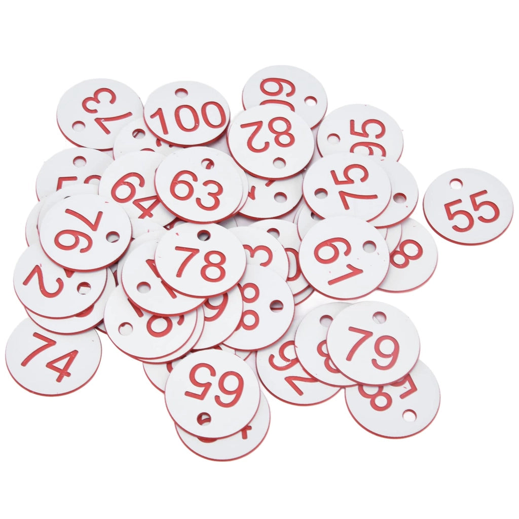 50 etichette numerate in plastica ABS per alveari, con foro (modello W51-100)