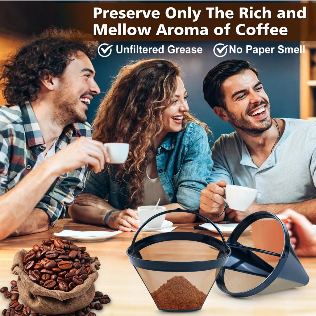 Set di 2 filtri per caffè riutilizzabili, modello conico, numero 4