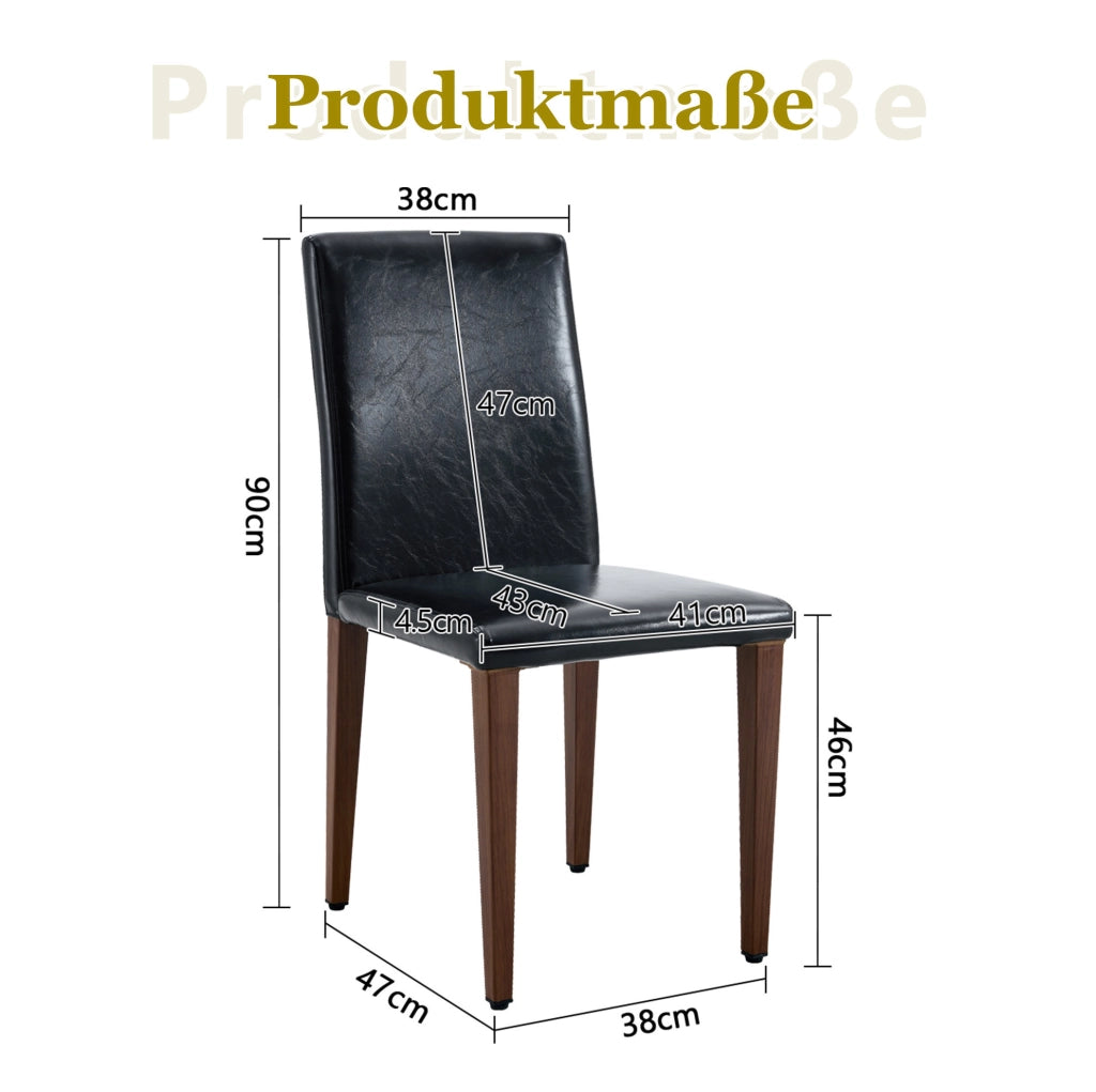Set 6 sedie da pranzo moderne in PU nero e metallo noce