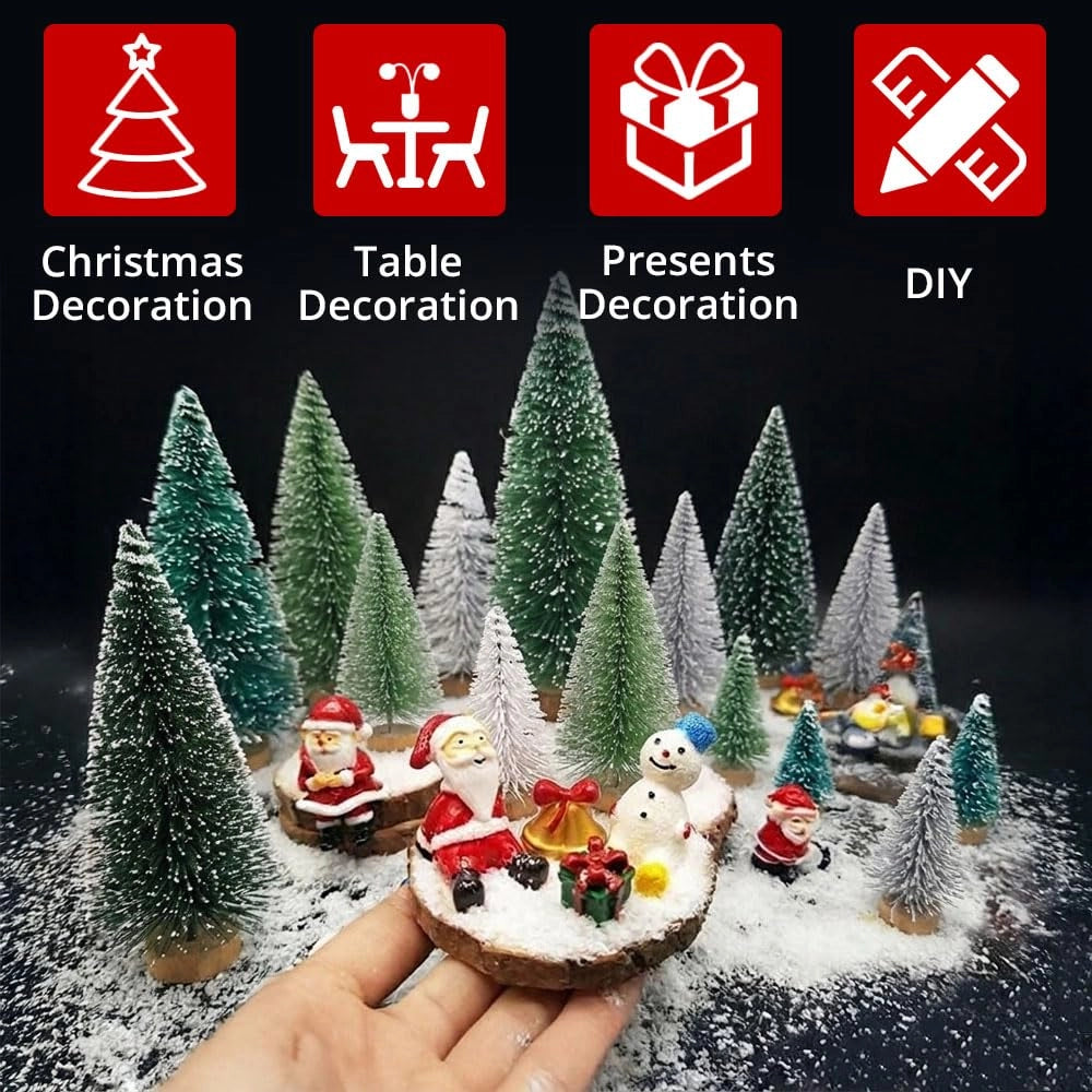 18 mini alberi di Natale artificiali, altezza da 4,5 a 12,5 cm, decorazioni per la tavola