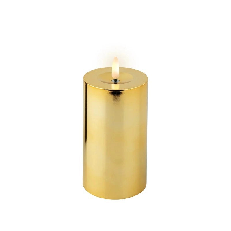 Candela LED con stoppino a batteria oro Ø7 × H15 cm