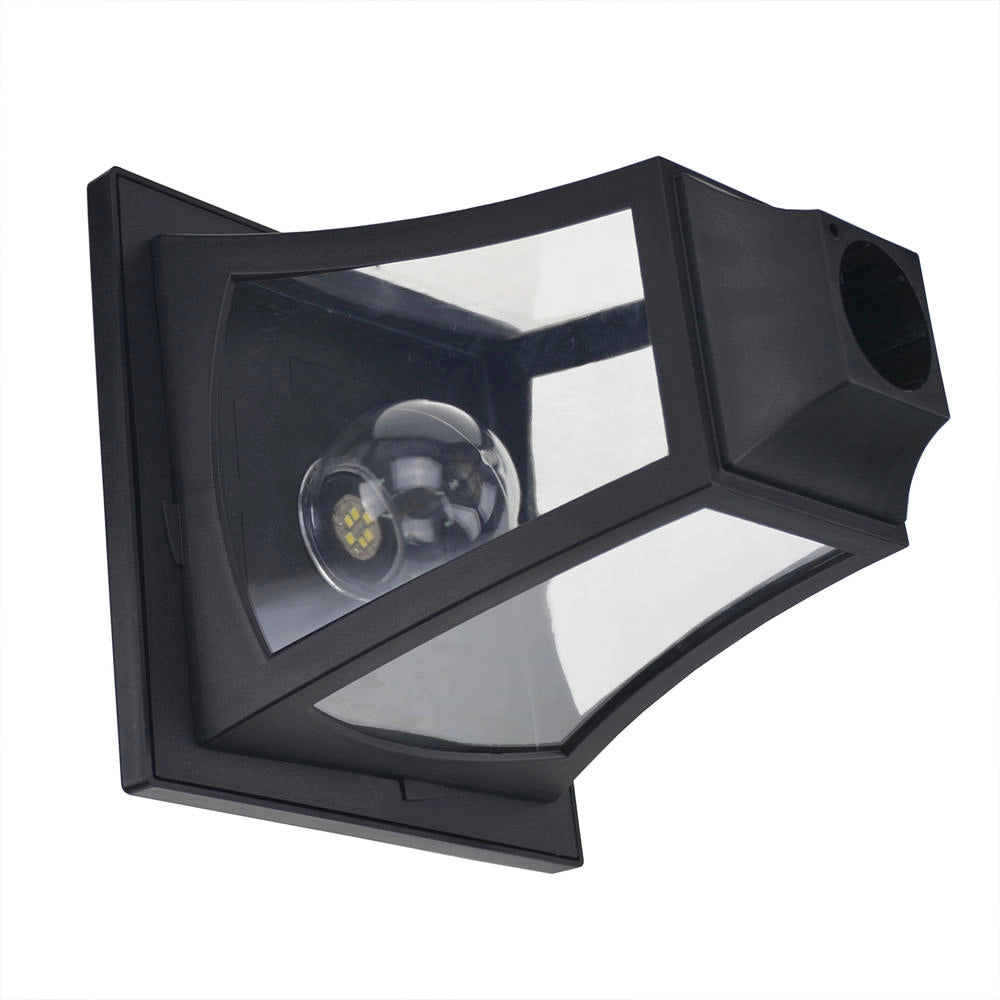 Lampione solare da giardino a 3 luci in acciaio inox LED 120 lumen IP44 palo per esterni 51,5x47x182,5cm nero
