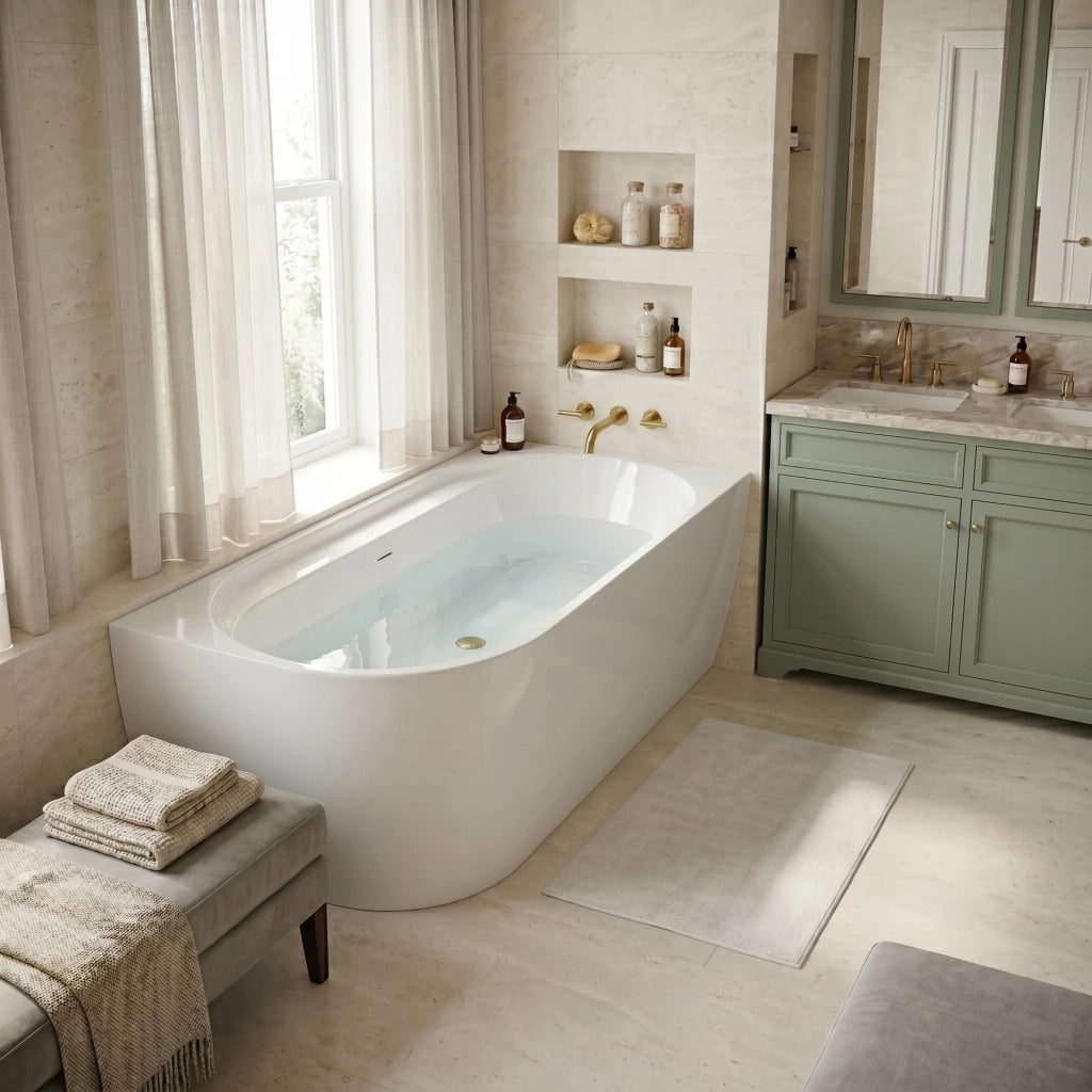 Vasca Bagno Rea Marion Right 170cm Copritappo rame spazzolato