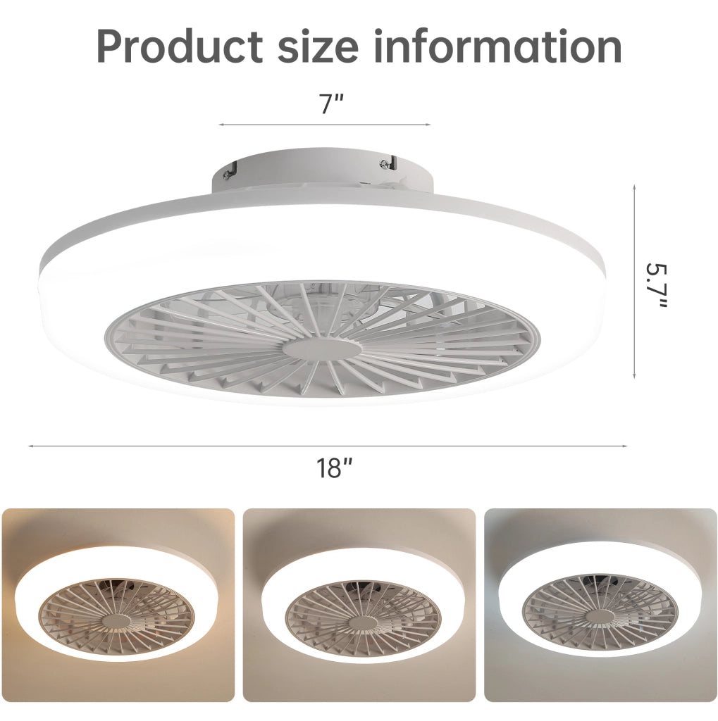 Ventilatore da soffitto bianco 50 cm con luce dimmerabile e telecomando