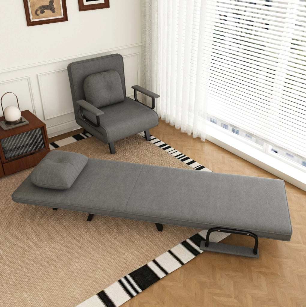 Poltrona relax trasformabile in chaise longue, grigio, 185 cm