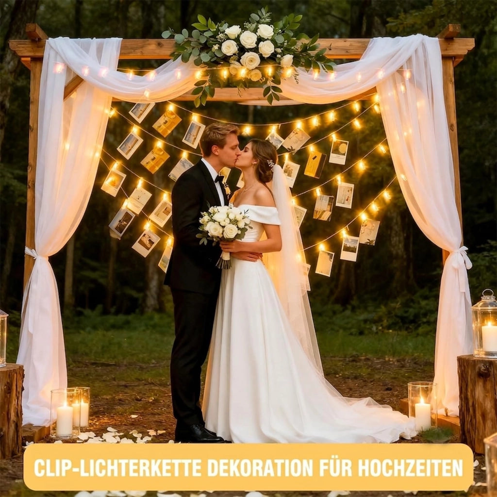 Catena luminosa a LED con clip per foto, lunghezza 3 metri, 20 LED bianco caldo, con timer