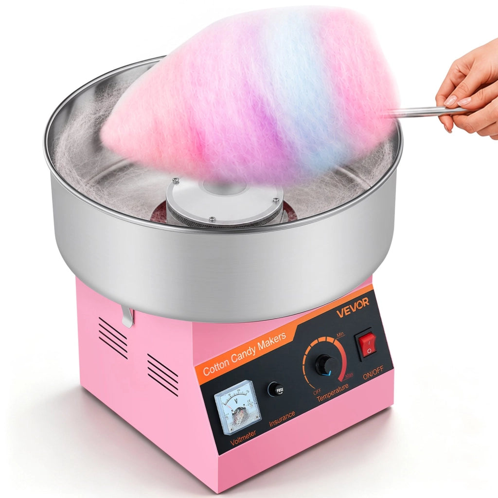 Macchina per Zucchero Filato 1000W con Ciotola Inox 38 cm MHTJJPXMO1-3S Rosa Compatta per Feste ed Eventi