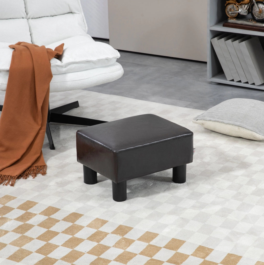 Pouf poggiapiedi marrone con seduta imbottita e portata di 100 kg
