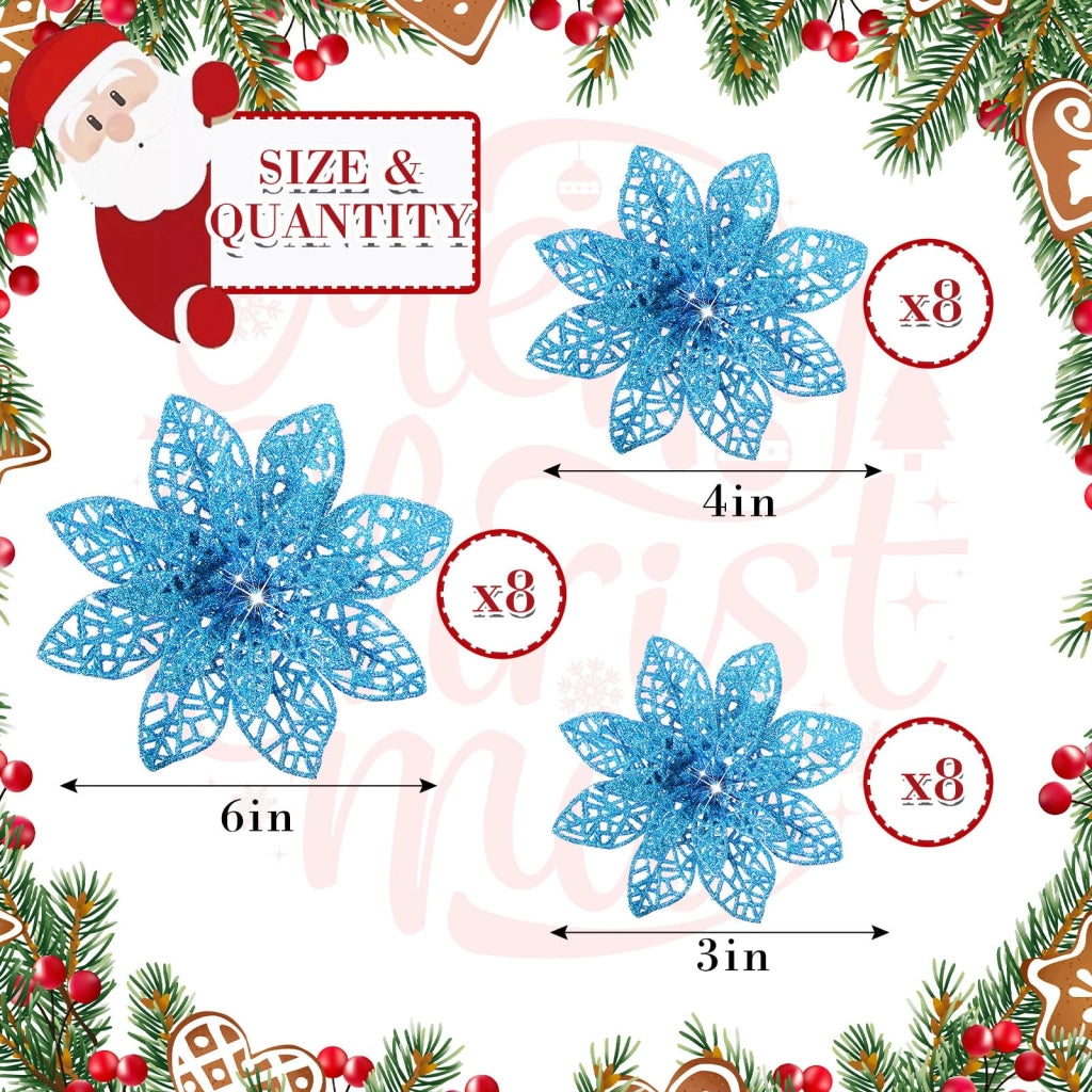 24 stelle di Natale scintillanti, 7,6 cm, multicolore, colore blu