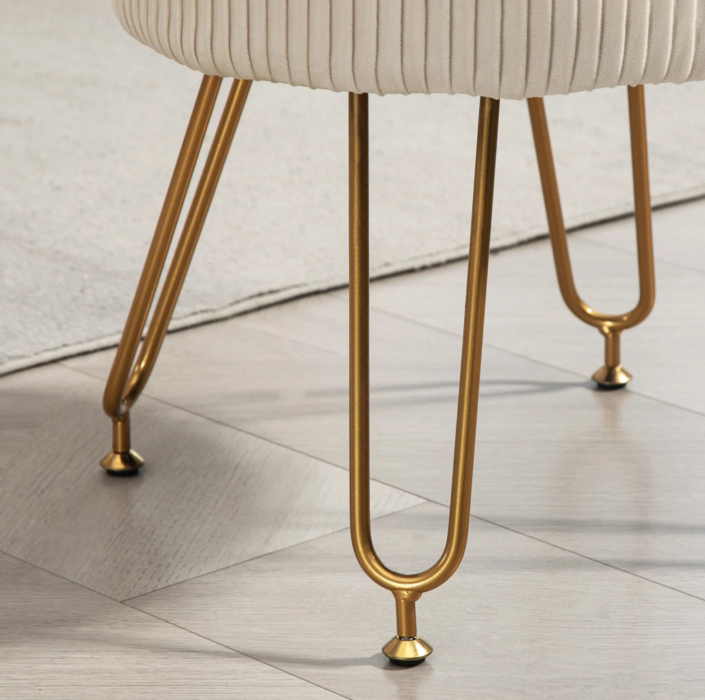 Pouf contenitore imbottito bianco crema Ø 40 x 48 cm