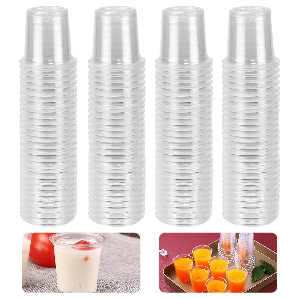 Bicchieri di plastica da 20 ml con bordo, 200 pezzi, trasparenti