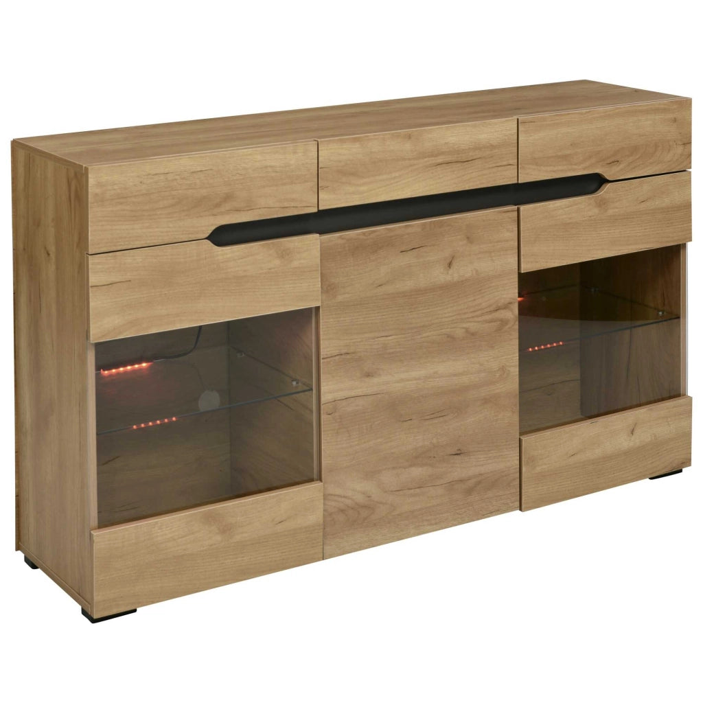 Letto contenitore con LED; cassetti; Particle Board; oak – SuerZaro