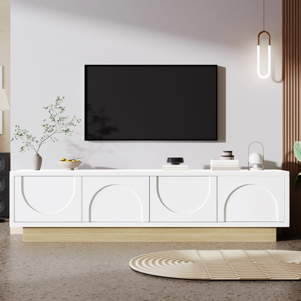 Mobile TV 175 x 40 x 41,5 cm bianco e legno MDF, design curvo, ampio spazio