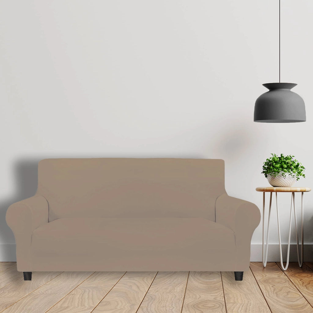 Copertura elastica per divano, 4 posti, resistente alle macchie, color crema