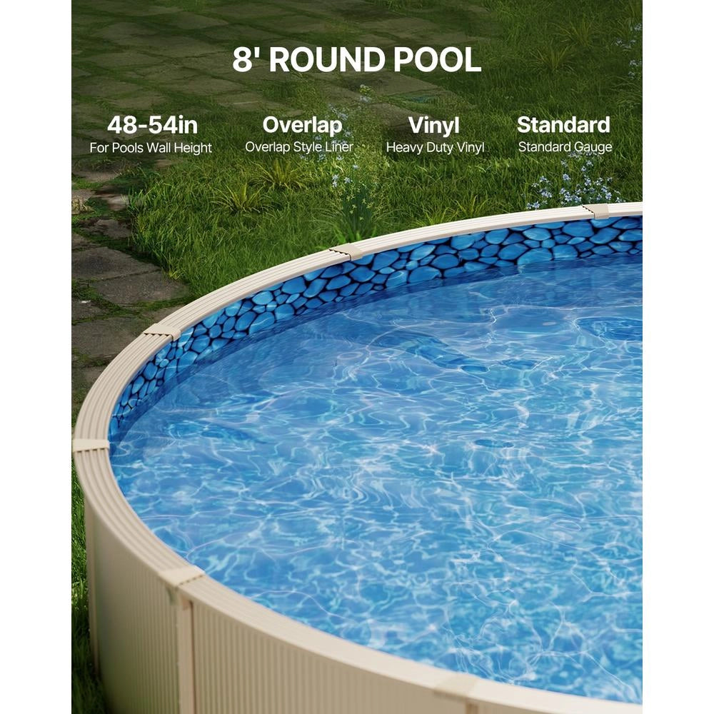 Rivestimento Liner per Piscina Fuori Terra Rotonda φ8 Piedi 54 Pollici in Vinile Resistente per Giardino e Fai da Te