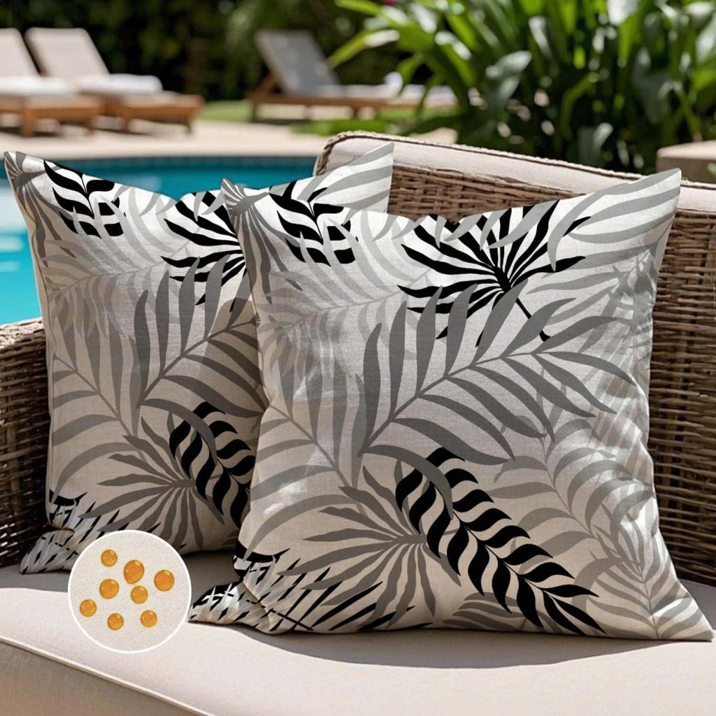 Set di 2 federe impermeabili, 45x45 cm, colore nero/grigio
