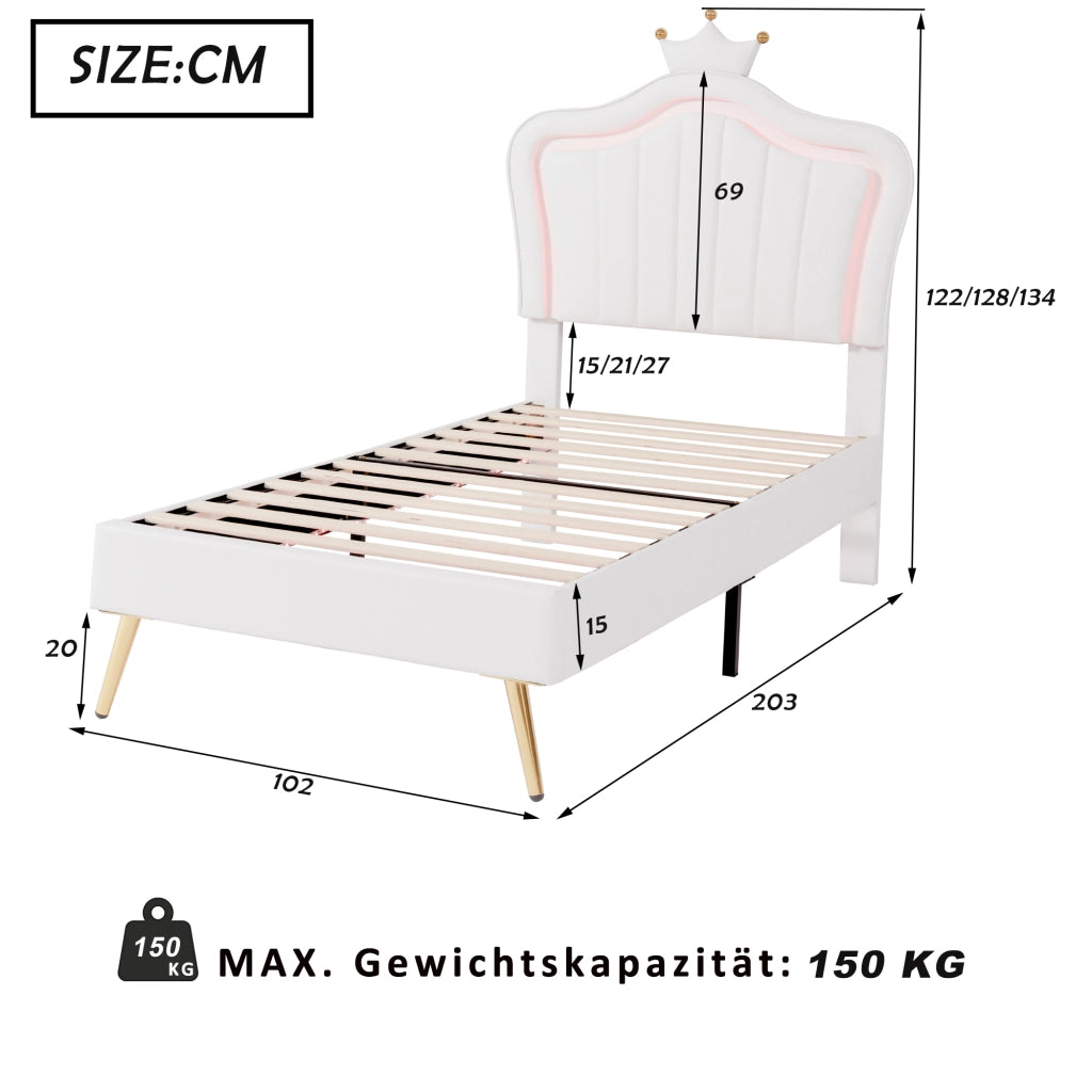 Letto per bambini 90 x 200 cm bianco con testiera a conchiglia