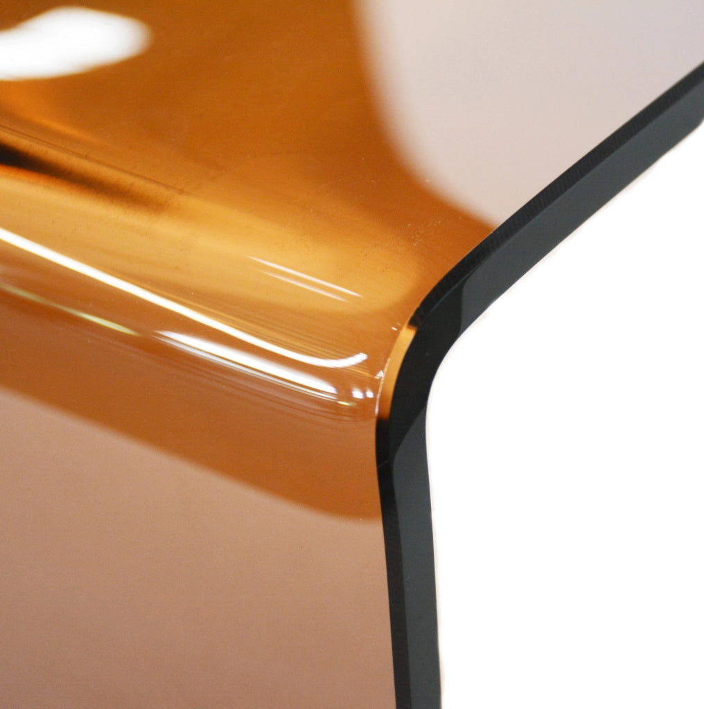 Tavolino da salotto in vetro temperato curvato marrone 100 × 50 × 35 cm