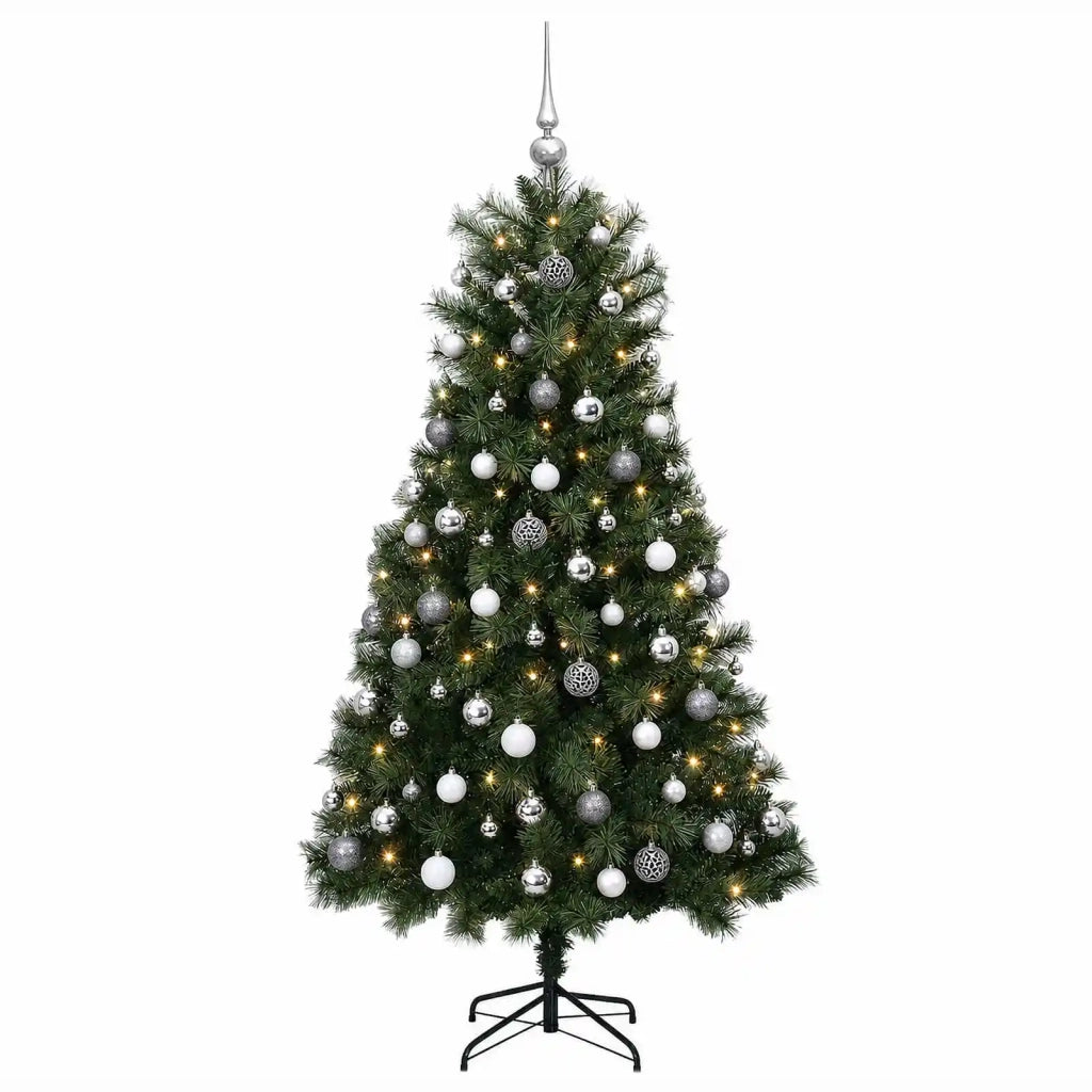Albero di Natale artificiale con rami snodati e palline 120 cm 3466221