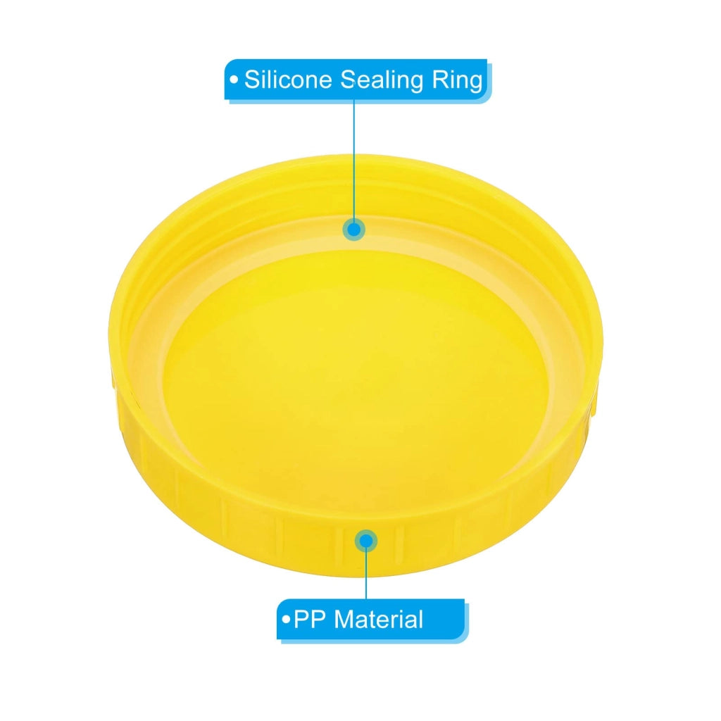 Set di 8 coperchi in plastica gialli, diametro 86 mm, con guarnizione