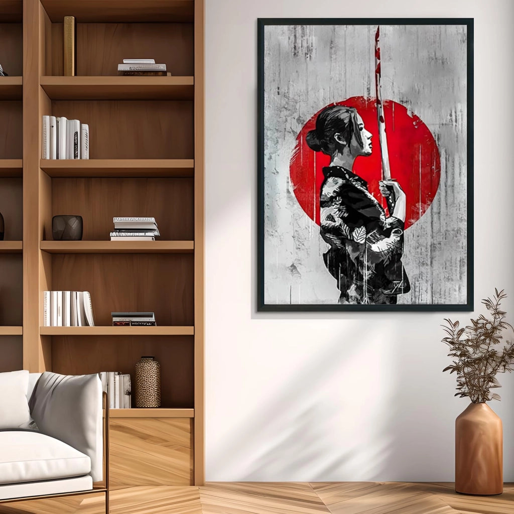 Set di 2 quadri su tela, stile samurai, dimensioni 40x60 cm, design moderno, senza cornice