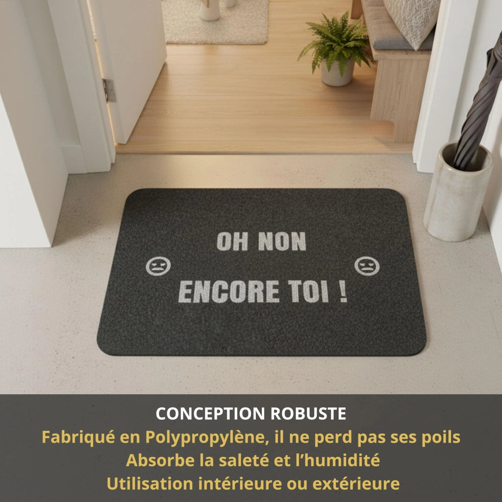 Tappetino per porta, dimensioni 60x40 cm, antiscivolo, spessore 6 mm, con ricamo divertente, lavabile