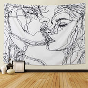 Tappeto da parete Kuss, bianco e nero, 130x150 cm, arte astratta