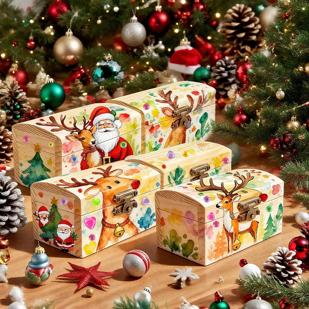 24 mini contenitori in legno, 9x5,5x5 cm, kit per il fai-da-te