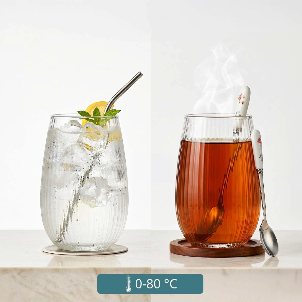 Set di 6 bicchieri per bevande, bicchieri per acqua, trasparenti, capacità 400 ml