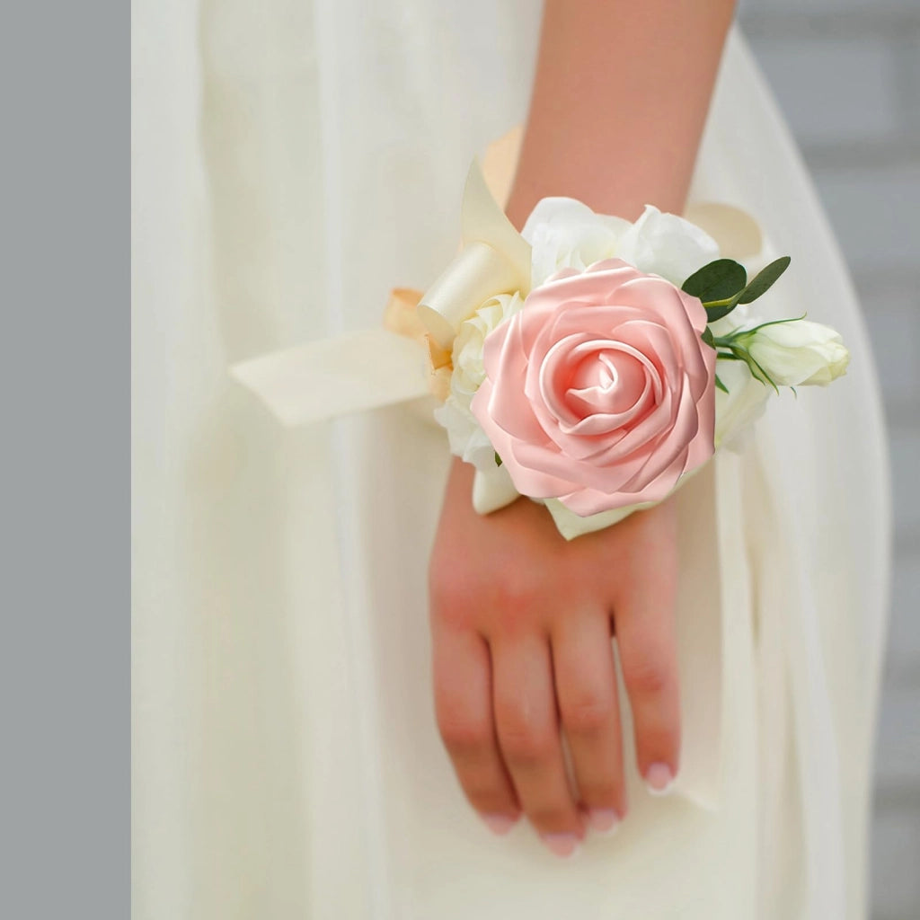 25 rose artificiali color rosa pallido, effetto "Real Touch", complete di stelo, confezione da 4 pezzi