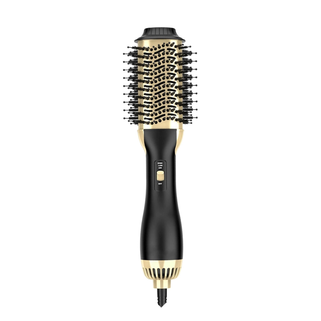 ASCIUGACAPELLI con spazzola ad aria calda 1000 W nero e oro