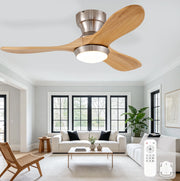 Ventilatore da soffitto senza luce in legno massello naturale
