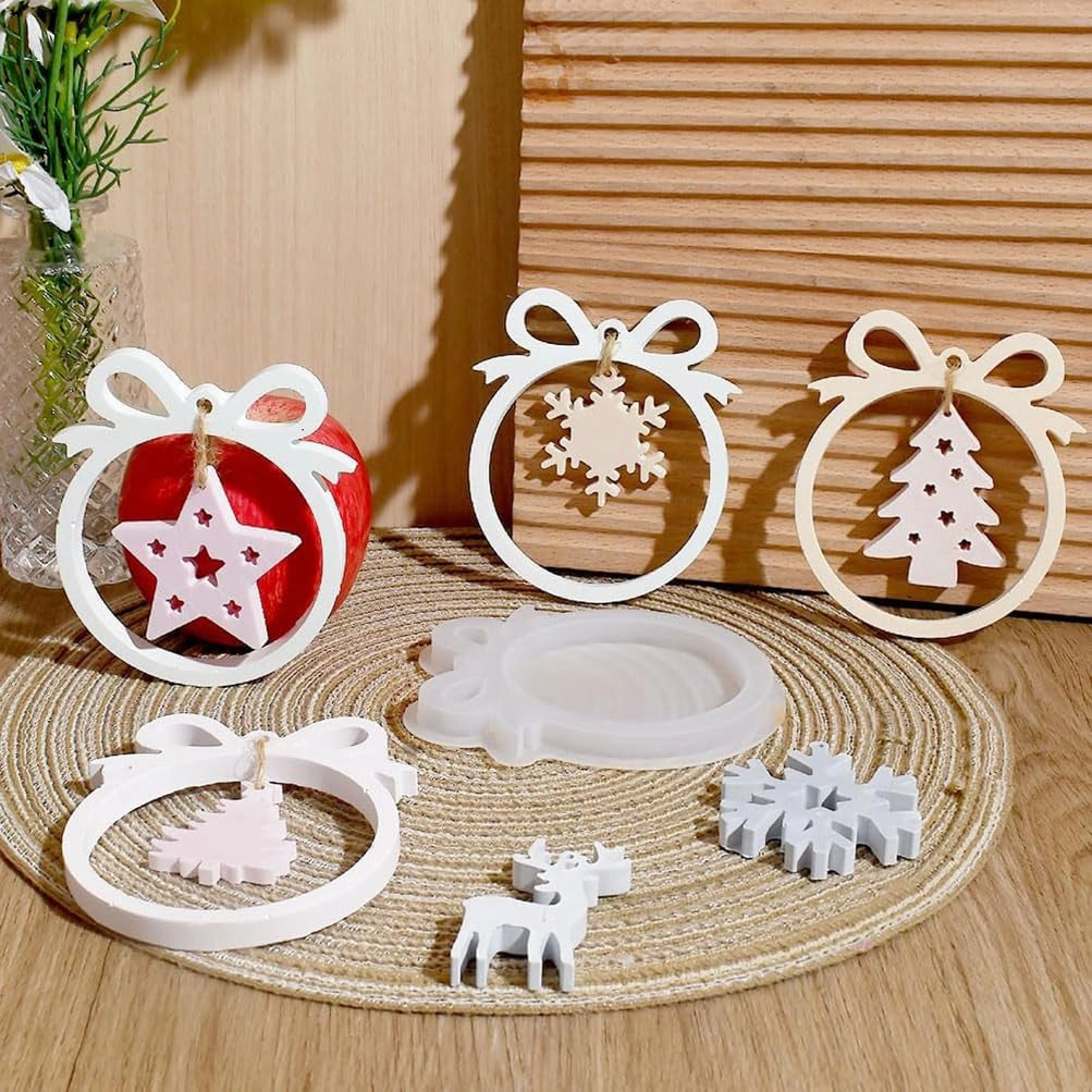 Set di 3 stampi in silicone per creare ciondoli natalizi, con 6 diversi modelli