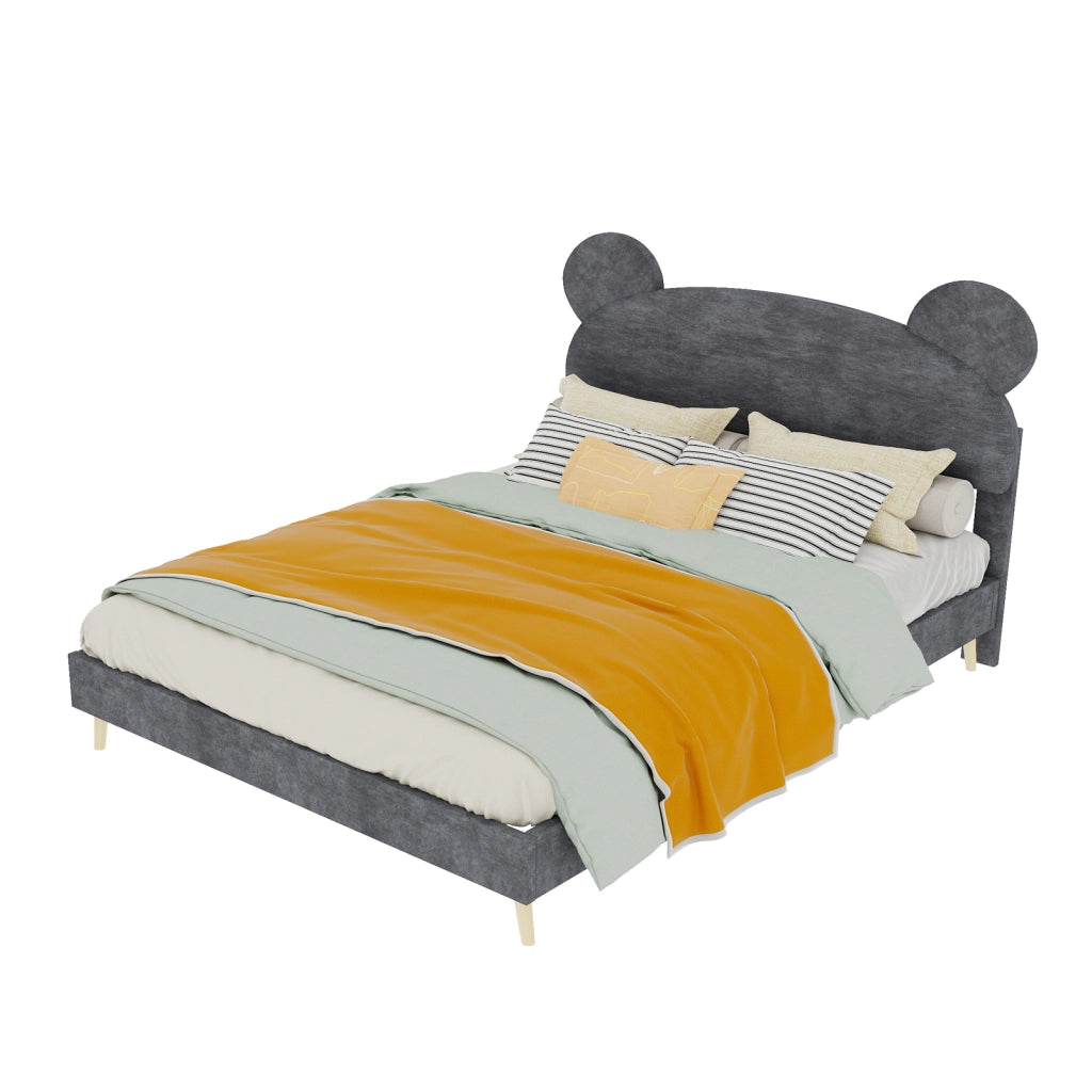 Letto imbottito tessuto metallo grigio 144 x 200 cm