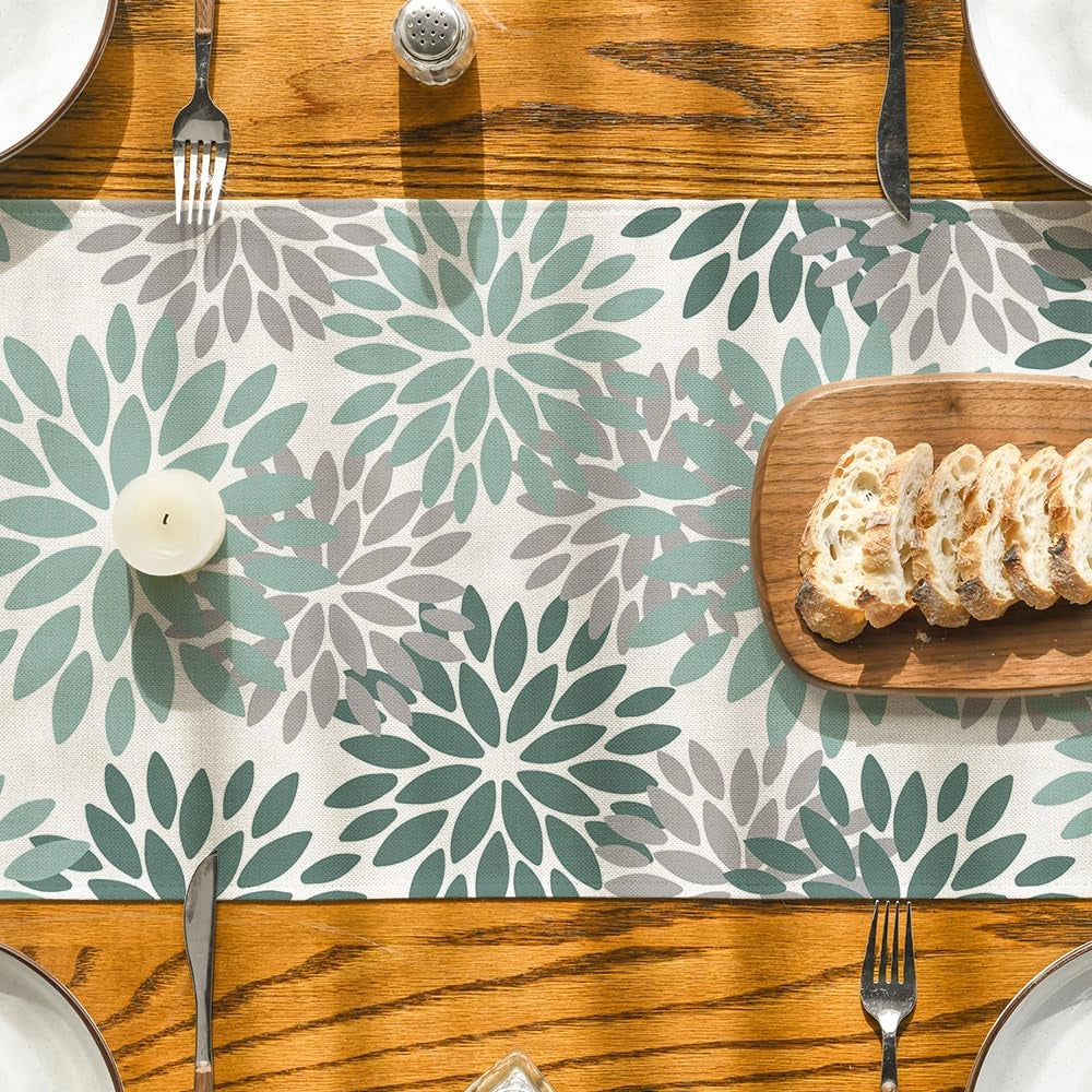 Tovaglia rettangolare in poliestere, motivo floreale, 40x180 cm