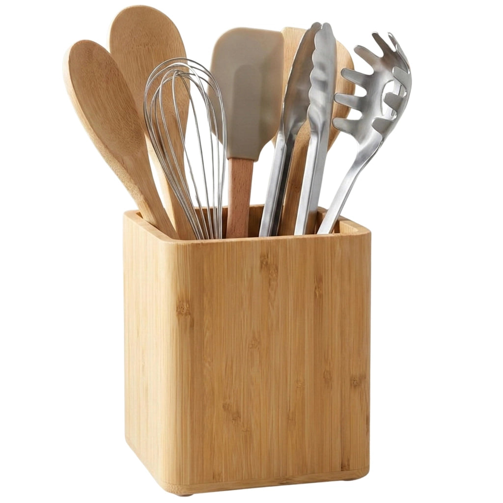 Portaoggetti in bambù per utensili da cucina, dimensioni 16,5x14x14 cm