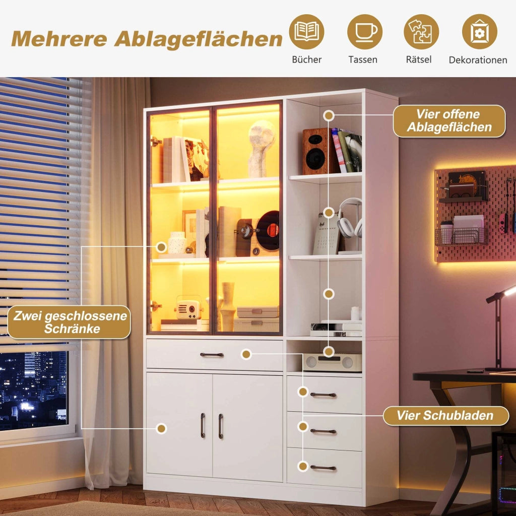 Letto contenitore 120x35 cm con LED; USB/Type-C; cassetti; Particle Board; bianco – SuerZaro