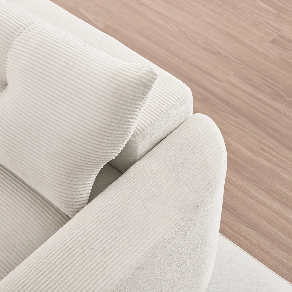 Divano modulare 3 posti con seduta separabile 2+1 in velluto a coste beige