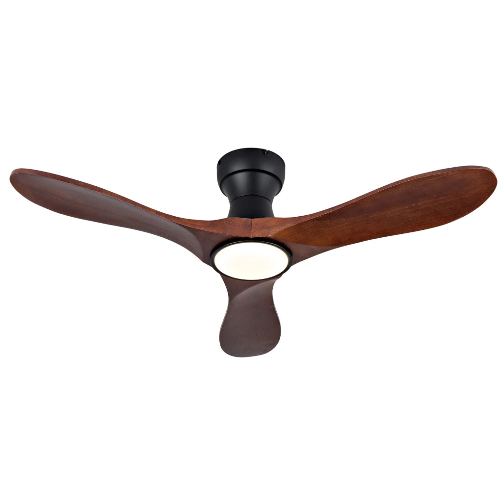 Ventilatore da soffitto con luce 106 cm nero e noce, 6 velocità, telecomando